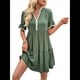 thumbnail image 1 of Vestido Camisero Holgado con Escote en V para Mujer, Estilo Babydoll, Corta, Corte Recto, Informal, Minivestido de Verano 2025. Verde S, 1 of 10