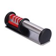 thumbnail image 2 of 4-Stage Professional Knife Sharpener: Multifunctional Manual Sharpening Tool with Tungsten Steel, Diamond, Ceramic Rods for Kitchen, Outdoor Camping - Non-Slip Base, Silver+Red, Quick Safe Sharpening, 2 of 5