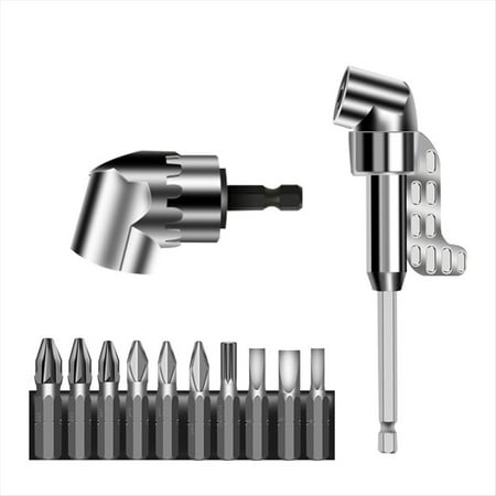 Upgraded 105 Degree Right Angle Drill Adapter Kit with Multifunction Bend Screwdriver for Tight Spaces (2.5in and 5.5in)