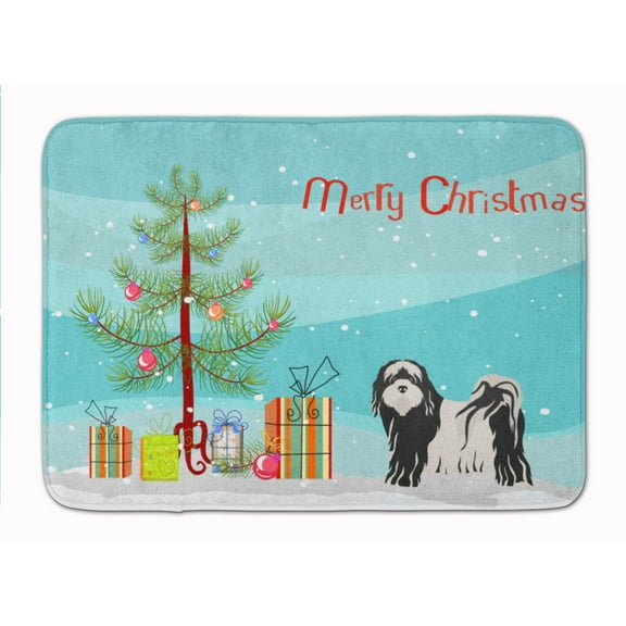 Tibetan Terrier Christmas Tree Machine Washable Memory Foam Mat