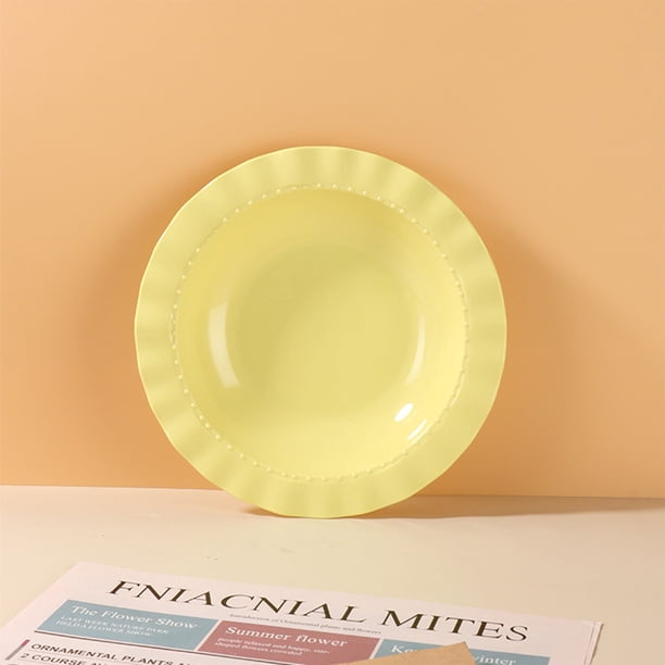 Bandeja de frutas de gran capacidad de 20 cm | Bandeja de plástico multicolor para servir aperitivos, ideal para cocina y fiestas | Opciones en beige, amarillo y blanco