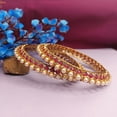 thumbnail image 2 of Efulgenz Beaded Bangles Faux Pearl Antique Boho Kundan Bangle Crystal Bracelet Bridal Wedding Party Statement Jewelry for Women (2 Pcs) Size 2.8, 2 of 7