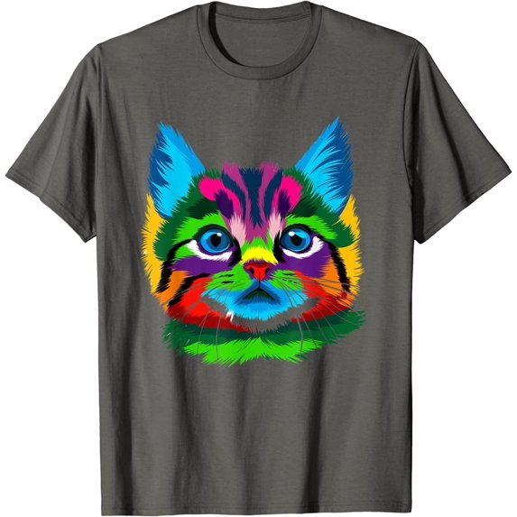 Cute Cool Colorful Cat Face Kitten Kitty Pet Cuddly Cat T-Shirt