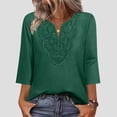 thumbnail image 2 of Fall Shirts for Women,3/4 Length Sleeve Womens Tops Boho V Neck Lace Shirt Trendy Blouses Dressy Casual Vacation Clothes, 2 of 9
