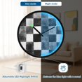 thumbnail image 5 of Indoor 12' Voice-Activated Luminous Decoration Wall Clock With LED Night Light Checkered Pattern, 5 of 8