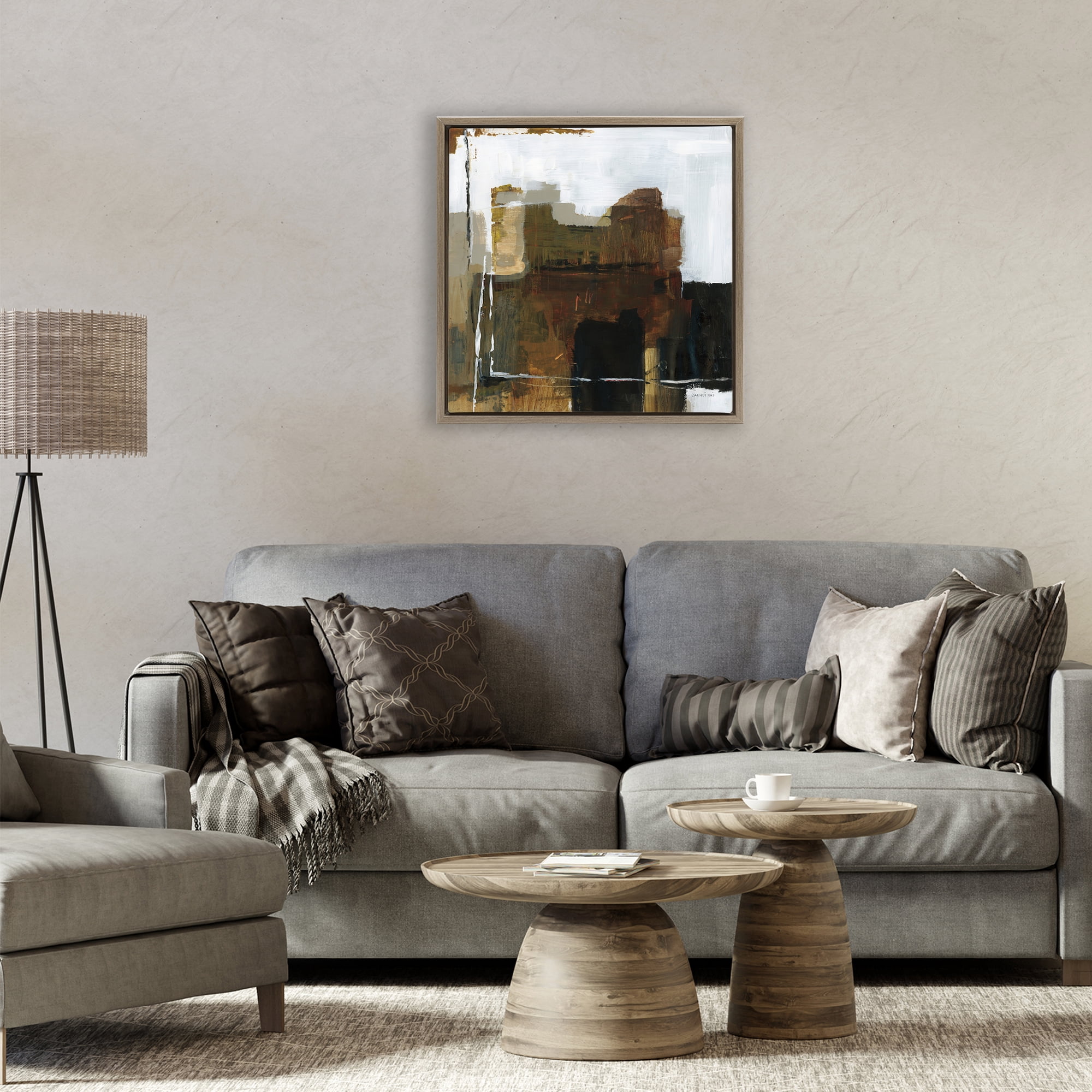 Stupell Industries Natural Abstract Earth Tones Brown Framed Floater Canvas Wall Art, design by Danhui Nai