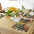 thumbnail image 4 of Ambesonne Forest Place Mats Set of 4, Romantic Alley Woods, Standard Size, Slate Blue Orange Yellow, 4 of 6