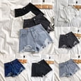 thumbnail image 3 of Ruifaya Pantalones cortos de mezclilla rasgados sexys de verano para mujer, cintura alta, irregulares, elásticos y ajustados, 3 of 7