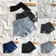 thumbnail image 3 of Wartleves Pantalones cortos de mezclilla rasgados sexys de verano para mujer, cintura alta, irregulares, elásticos y ajustados, 3 of 7