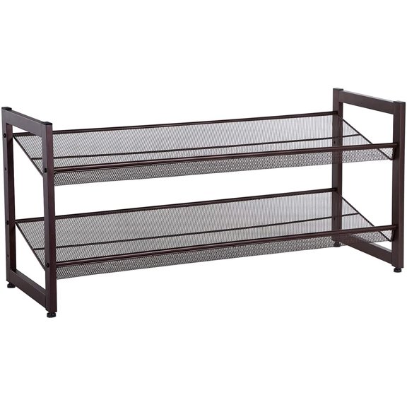 SONGMICS 2-Tier Stackable Metal Shoe Rack, Bronze