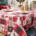 thumbnail image 3 of Christmas Ribbons Engineered Printed Fabric Tablecloth for Christmas, Winter, and Holiday (59" X 72" Rectangular,Gnome Elk), 3 of 5