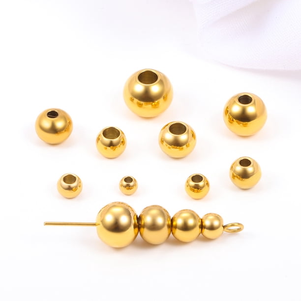 Cuentas de agujeros brillantes de acero inoxidable, accesorios de joyería para bricolaje, collar de cuentas, pulsera, pendientes, cuentas espaciadoras, cuentas sueltas, accesorios de