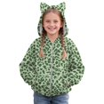 thumbnail image 2 of Kiijoy Girls Leopard Print Fleece Coat Zip Up Cat Ears Hooded Jacket Outerwear, Sizes 2-14, 2 of 4
