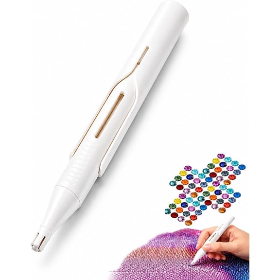 Diamond Art Automatic Bead Dispenser Pen - No Wax Needed Precision Pickup Tool for 2.8mm Round Drills, Automatic Diamond Painting Bead Dispenser for Beginners & Experienced DIY Crafters (White)