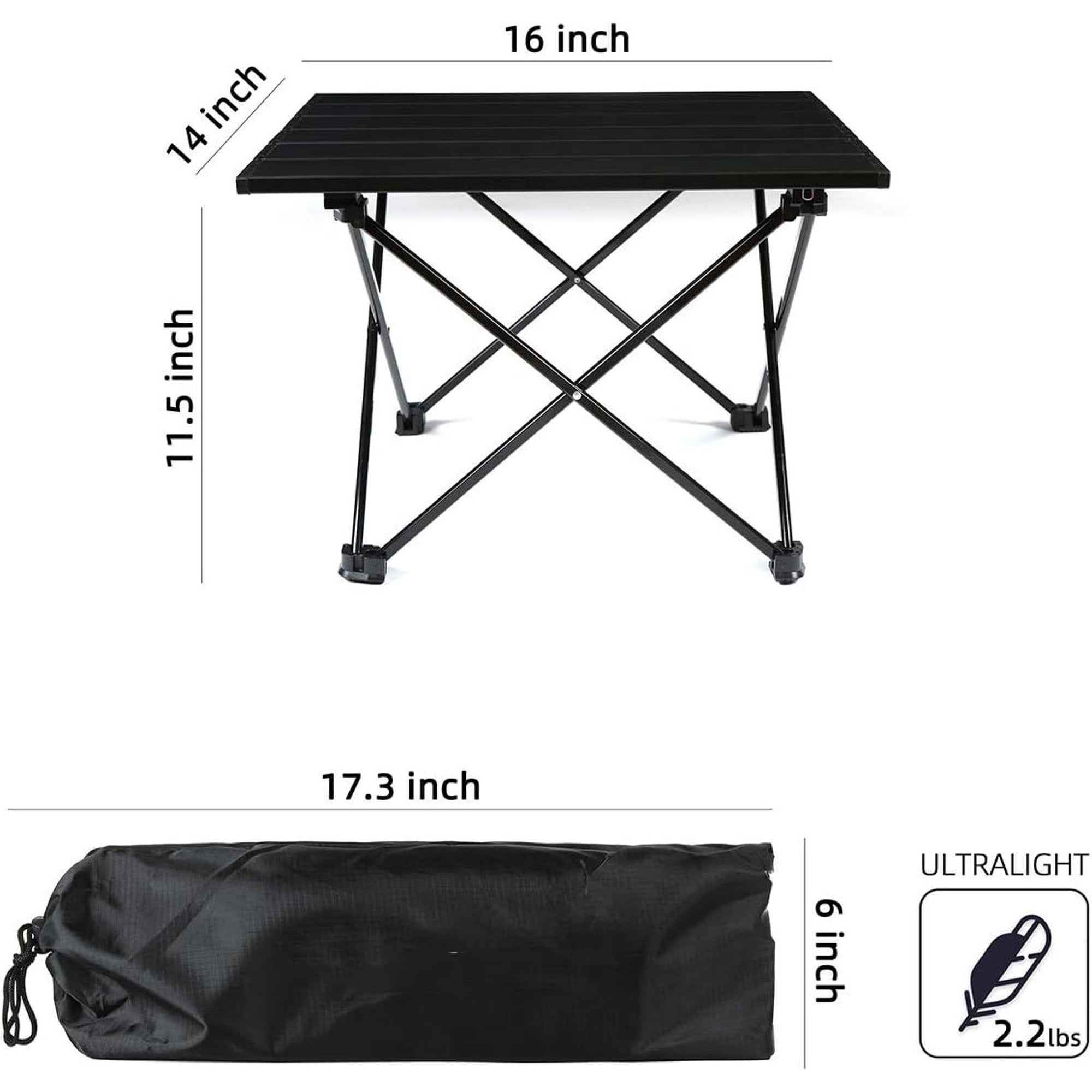 Portable Camping Table Ultralight Aluminum Camp Table with Storage Bag Folding Beach Table for Camping Hiking Backpacking Outdoor Picnic