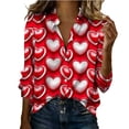 thumbnail image 3 of TaTaai Womens Silky Satin Shirt Long Sleeve Valentines Print Button Down Lapel Collar Blouse Loose Fit Spring Romantic Top Gift, 3 of 7