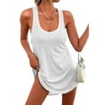 thumbnail image 1 of Fashnice Ladies Mini Dress Solid Color Tank Backless Short Sexy Street T-shirt White L, 1 of 4