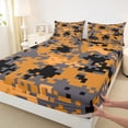 thumbnail image 3 of Feelyou Pixelated Blocks Miners Twin Sheet Sets, Orange Square Bedding, 3-Piece, 3 of 7