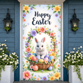 thumbnail image 5 of Colorful Floral Easter Banner Cute Bunny Bunny Backdrop Pastel Eggs Spring Garland Floral Background for Easter Party Spring Celebration Home Decoration, 5 of 9