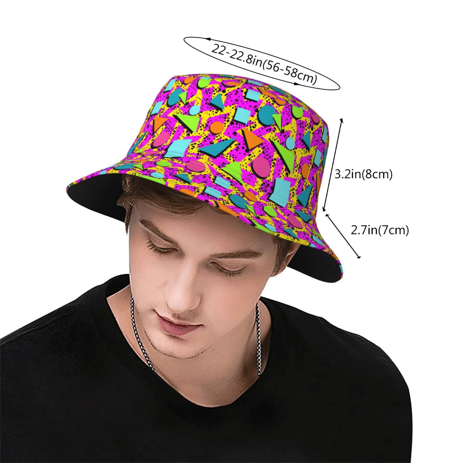 Retro 80s 90s Bucket Hats for Men Women Beach Sun Hat