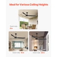 thumbnail image 6 of VEVOR 72 Inch Ceiling Fan without Light, 6-Speed Remote Control, 3-Wood-Blade, Reversible DC Motor, Modern Low Profile Flush Mount Exterior Fan for Bedroom, Living Room, Patio, Indoor/Outdoor, Black, 6 of 9