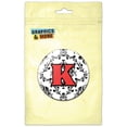 thumbnail image 1 of Letter K Initial Damask Elegant Red Black Refrigerator Button Magnet, 1 of 2