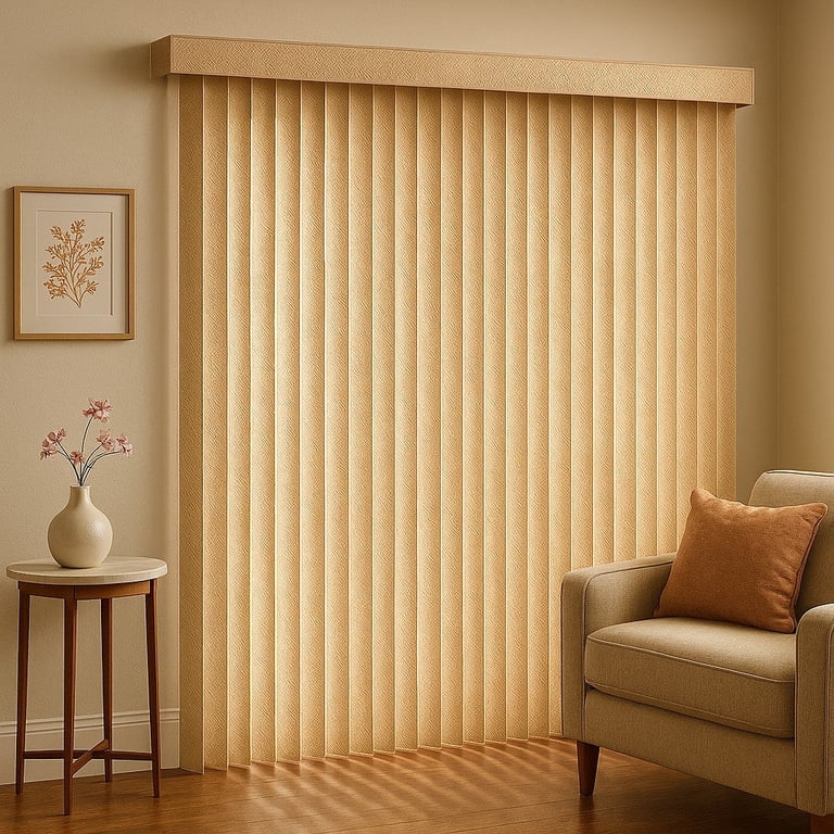 Embossed Vertical Privacy Slat Blinds, Gray, 78 x 84 photo 3