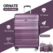Tripcomp Hardside Luggage Set 3-Piece Set(21/25/29) Lightweight Suitcase 4-Wheeled Suitcase Set(Dark Purple)
