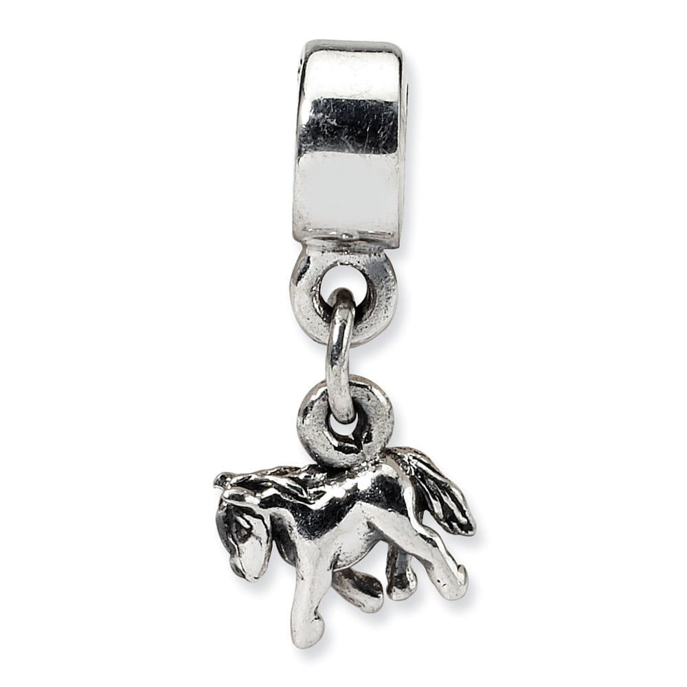 Pony Dangle Kids Charm .925 Sterling Silver Antique Finish Reflection Beads - QRS1427