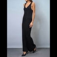 thumbnail image 4 of Vestido Midi de Punto con Cuello en V para Mujer, Informal, Sin Mangas, Ajustado, de Canalé, para Verano y 2025. Negro M, 4 of 10