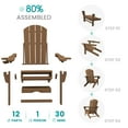 thumbnail image 5 of KINGYES Folding Adjustable Adirondack Chair with Retractable Ottoman & 2 Cup Holders for Patio Garden, Brown, 5 of 8