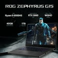 thumbnail image 3 of ASUS ROG Zephyrus Ordinateur Portable de Jeu 15,6 Pouces WQHD 165Hz, AMD Ryzen 9 6900HS, 40 Go DDR5, 1 To SSD, Clavier Rétroéclairé RGB, Caméra Web HD 720P, NVIDIA GeForce RTX 3060, Win 11 Pro, Gris, Station d'Accueil 256 Go, 3 of 8
