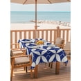 thumbnail image 2 of Outdoor Tablecloth with Umbrella Hole for Patio/Picnic/Party/Camping, Retro Rhombus Waterproof Table Cloth Rectangle Table Cover Washable, Morocco Abstract Geometric Art Navy Blue (60"x 84"), 2 of 8