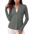 thumbnail image 4 of WULMLEO Women's Pullover Quarter Zip Sweatshirt Thermal Shirts Long Sleeve Athletic Tops Gray L, 4 of 5