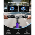 thumbnail image 7 of Qlife Racer 27.5 Inch Electric Bicycle for Adults, Full Suspension 21-Speed Mountain Ebike with More Than 1200W 28MPH Brushless Motor, Purple, 7 of 7