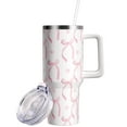 thumbnail image 3 of Cute Pink Tumbler Handle Lid and Straw Ribbon Bow Water Bottle Stainless Steel Coffee Travel Tumbler Mug Cup Gifts for Men Women 30oz, 3 of 6