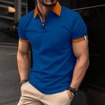 thumbnail image 2 of Mens Polo Shirts Cotton Color Blocked Classic Golf Polo Collared Shirts Regular Fit Summer Casual Golf Shirt,Blue,S, 2 of 6