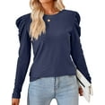 thumbnail image 1 of Alsol Lamesa Womens Long Puff Sleeve Fall Tops Dressy Crewneck Knit Top Casual 2023 Trendy Tshirts Blouses Shirts for Women, 1 of 6