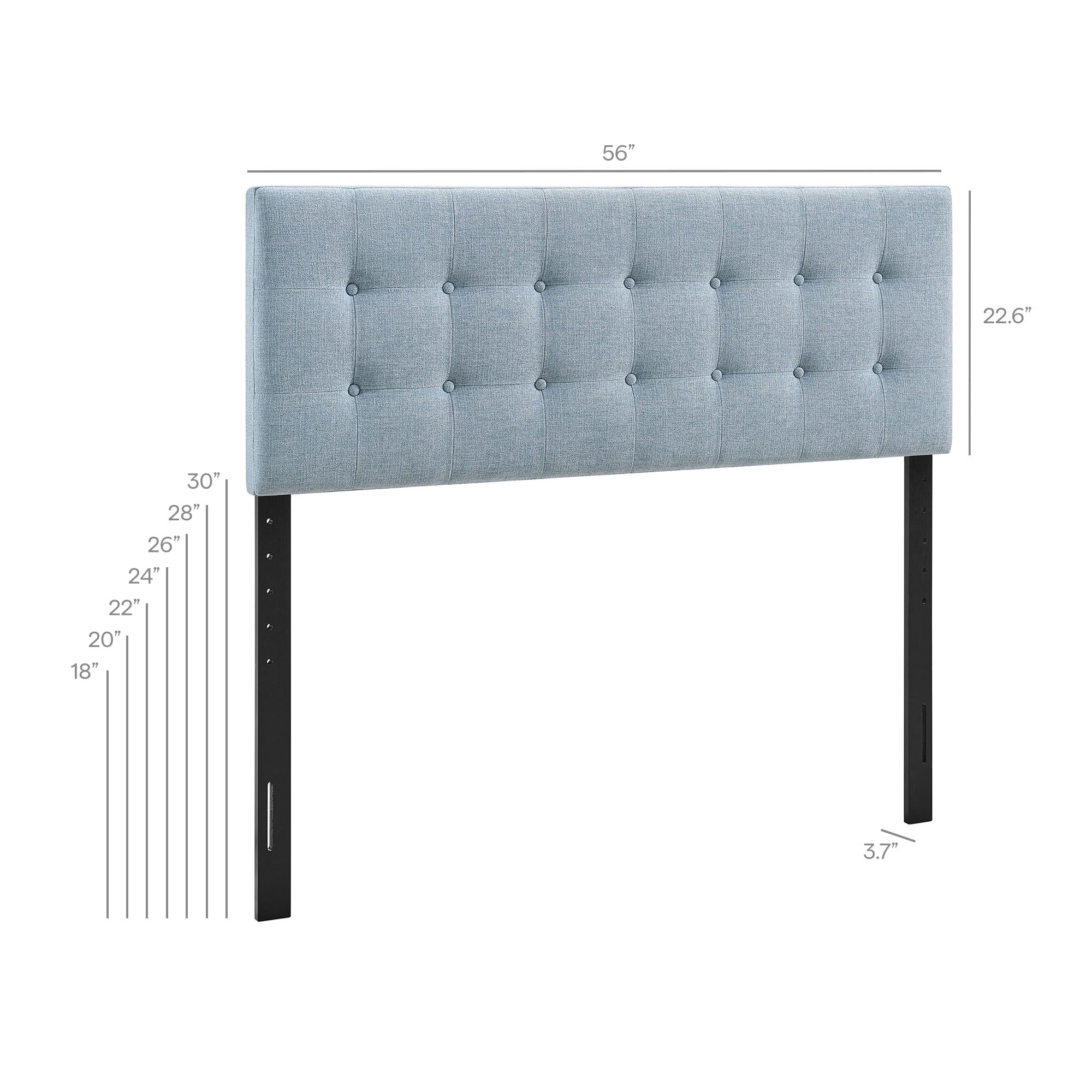 Emily Fabric Upholstered Full Size Headboard in Sky Blue