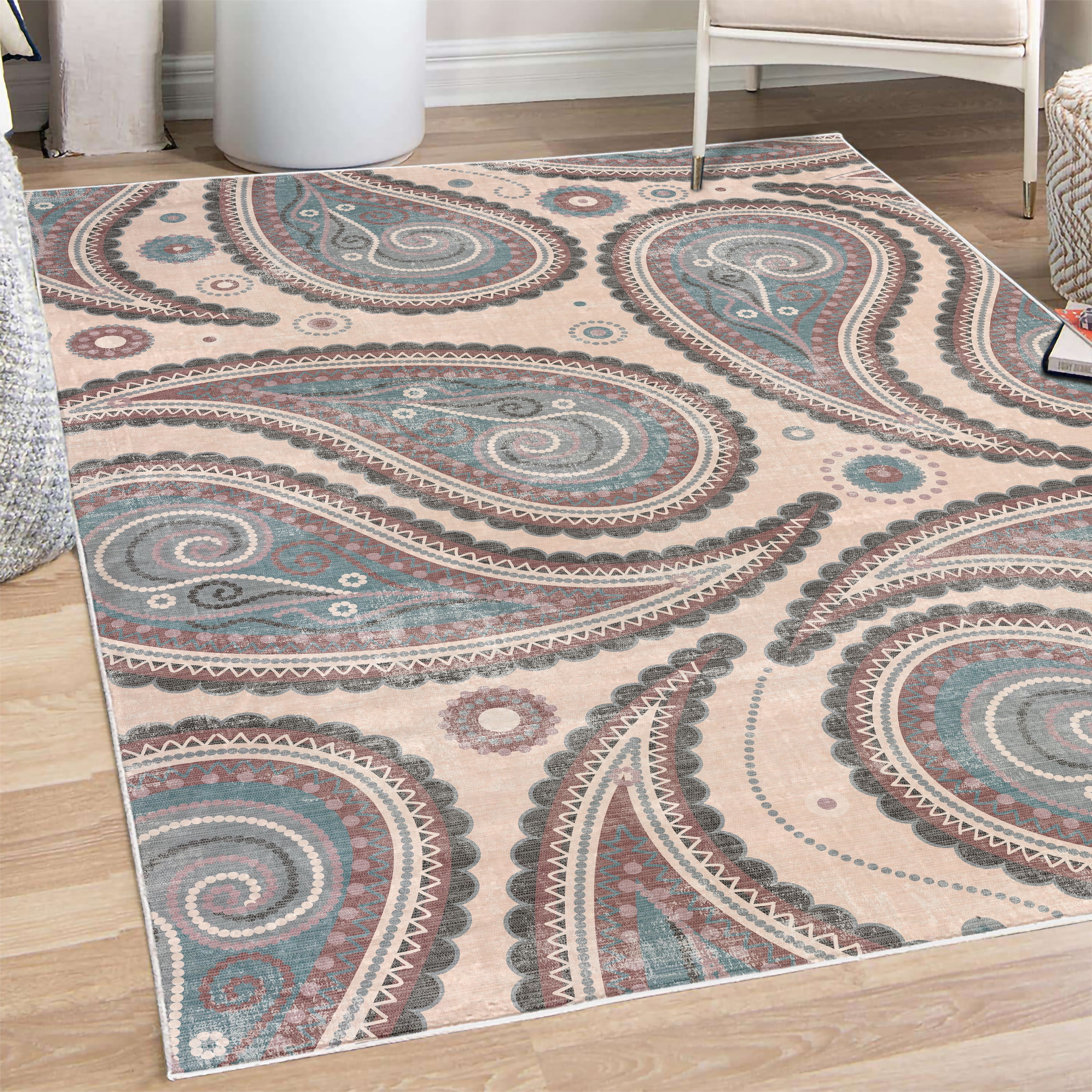 Continuous Carpet Pattern Paisley Decorative Rug, Continuous Fig Like Motifs Pattern Mandala ...