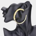 thumbnail image 2 of Beautiful pierced 2 3/4" Xlarge twisted gold chain and fluorescent stone open back earrings, 2 of 3