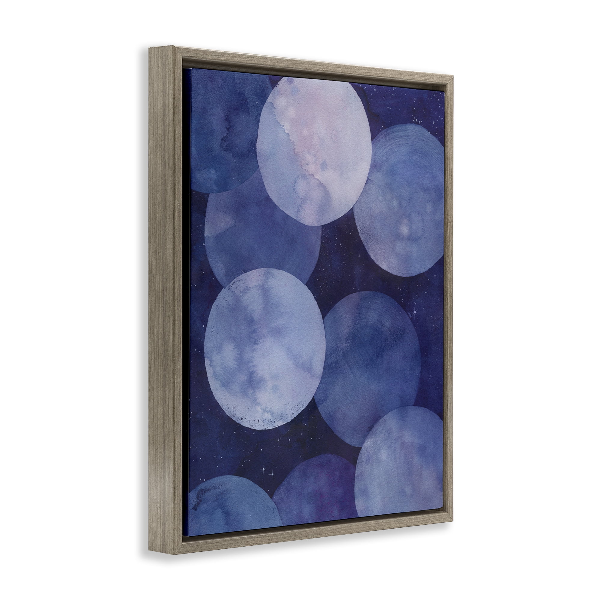 Stupell Industries Purple Circular Shapes Abstract Painting Brown Floater Framed Canvas Art Print Wall Art, 17 x 21