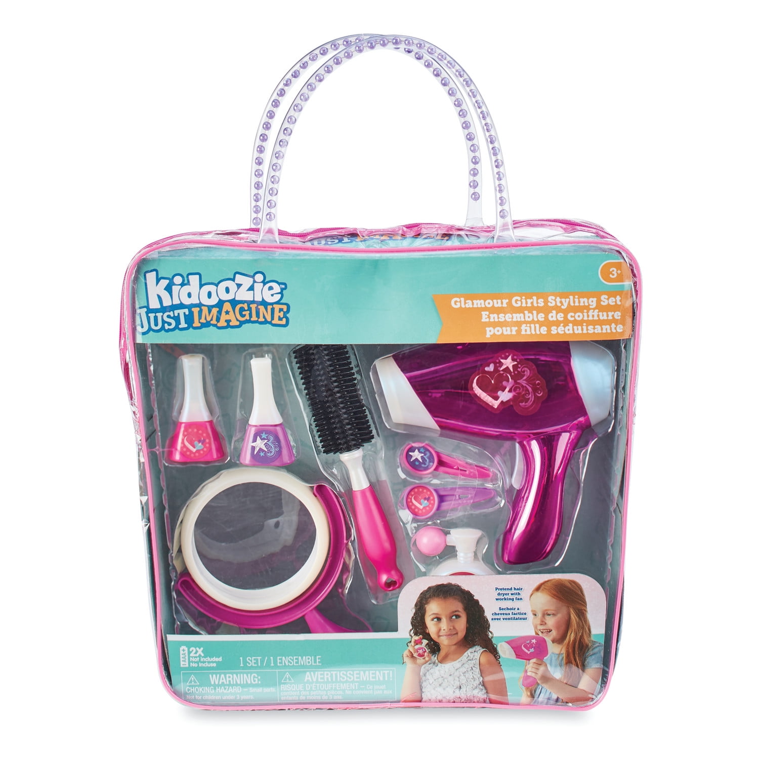 Kidoozie Glamour Girls Styling Set - Pretend Play Hair and Cosmetics Set for children ages 3 and above