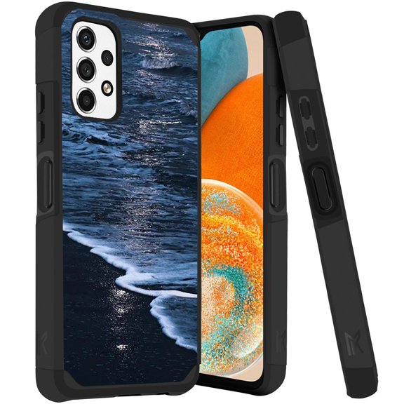 ANJ  Rugged Dual Layered Shockproof Slim Hybrid Case   Tempered Glass Cover Compatible with Samsung Galaxy A23 5G - Beach at Night