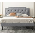 thumbnail image 2 of Allewie Queen Size Diamond Button Tufted Headboard Metal Platform Bed, Light Grey, 2 of 7