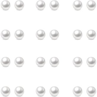 6 Pairs Dainty Flat Back Pearl Earrings - 3-8mm Hypoallergenic Studs In Gold & Silver