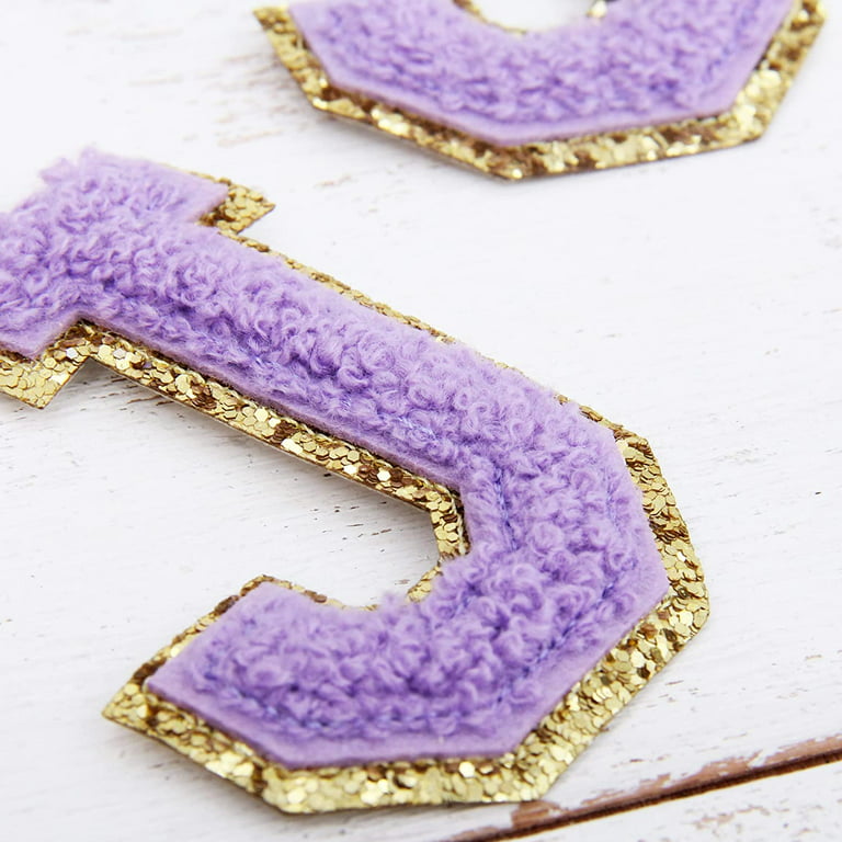 3 Pack Chenille Iron On Glitter Varsity Letter C Patches - Yellow Chenille  Fabric With Gold Glitter Trim - Sew or Iron on - 8 cm Tall 