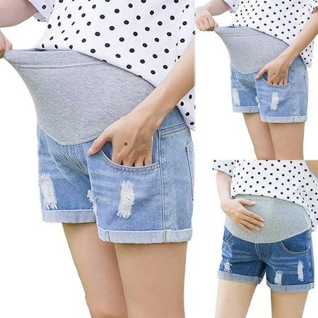 

Maternity Shorts Distressed Pregnancy Shorties for Summer