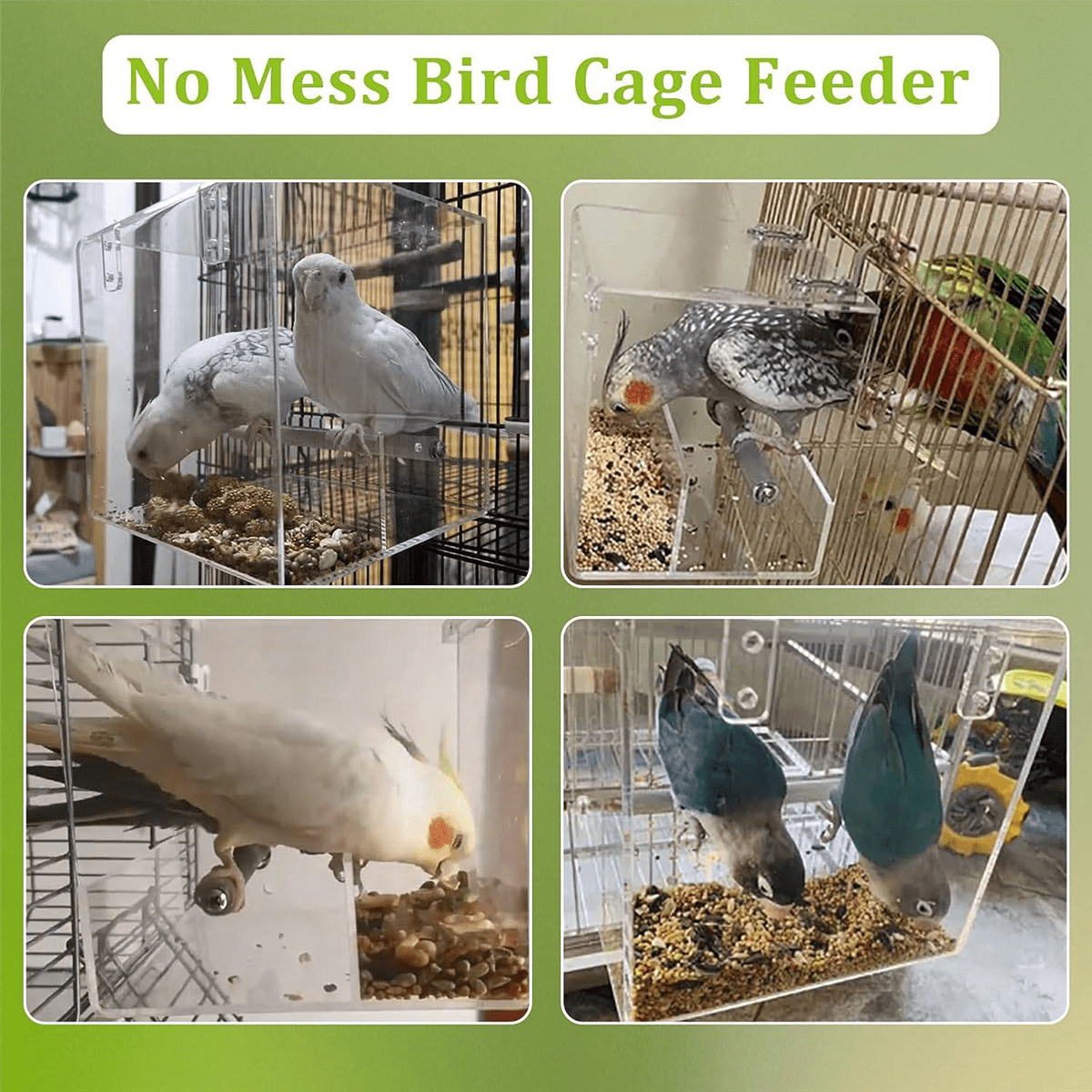 No Mess Bird Feeder for Cage Automatic Cage, Acrylic Parrot Food