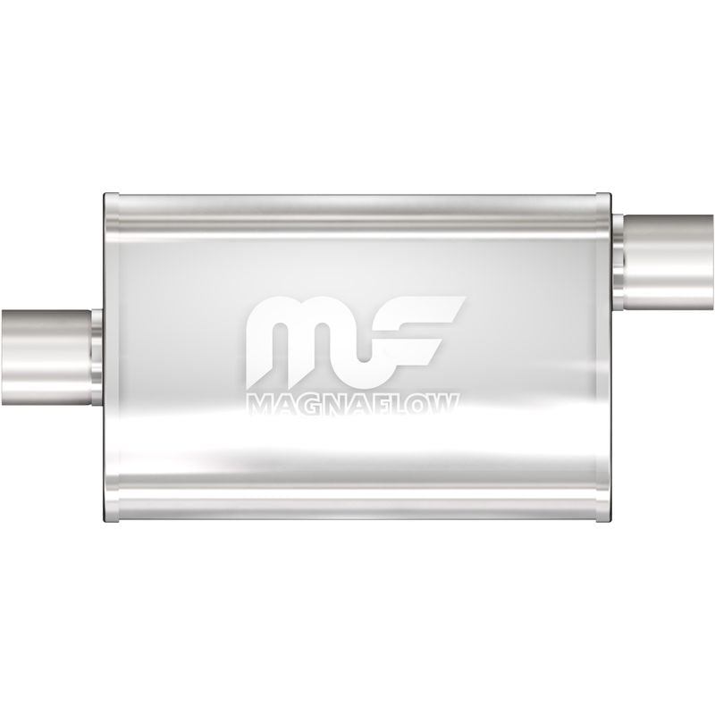 MagnaFlow Performance Exhaust Muffler 11225: 2.25"/2.25" Inlet/Outlet, 4x9x14" Oval, Stainless Steel, Satin Finish
